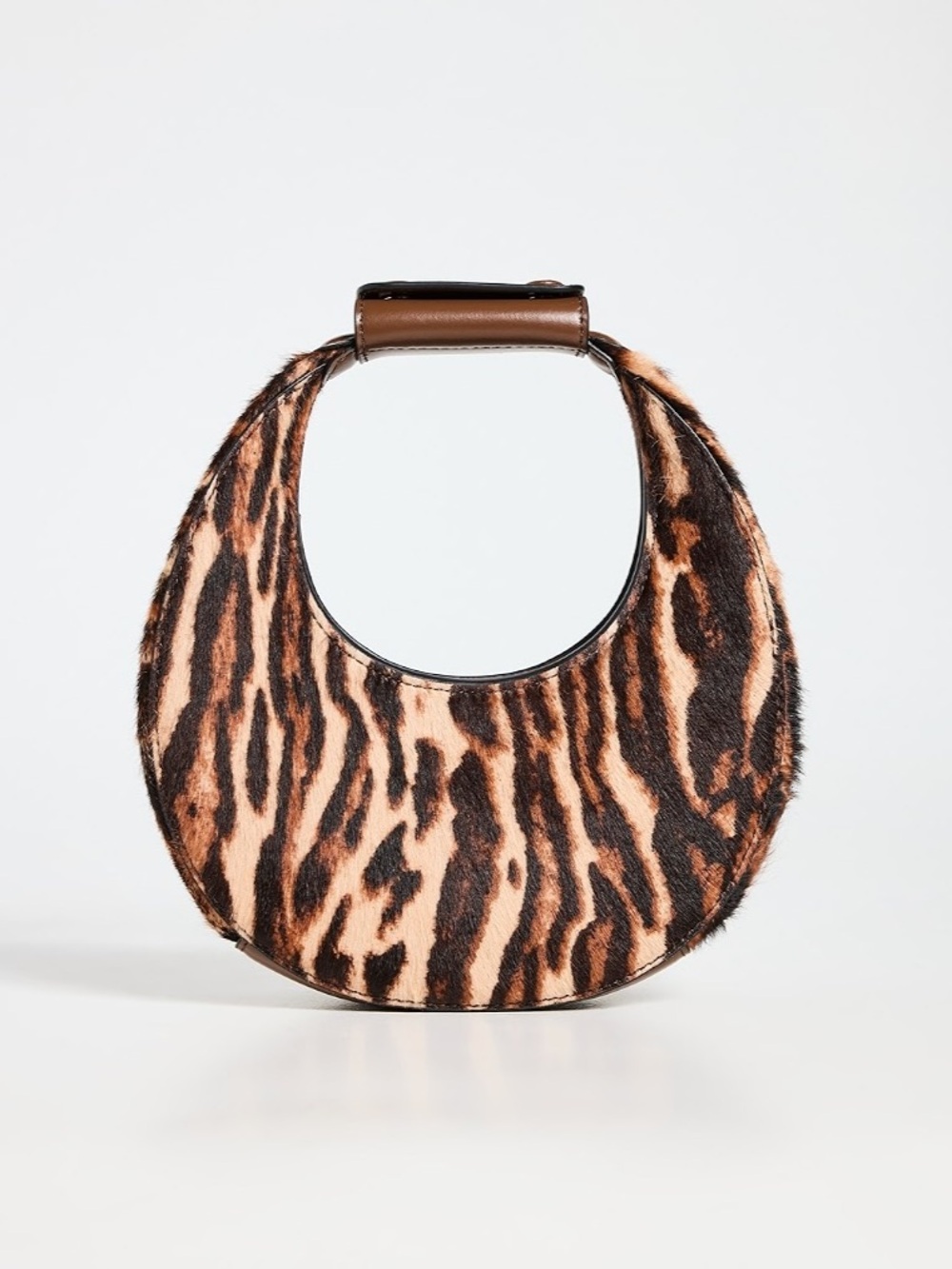 STAUD- Leopard Print Crescent Shoulder Bag in Brown